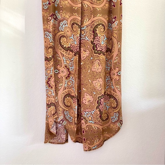 Novella Royale Shirt Duster Sleeveless Open Front Midi Top Rust Moroccan Sun S/M - Picture 6 of 13